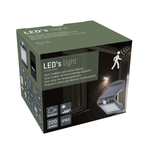 Lampe extérieure solaire LED 220 lumens - 3000K - Capteur de mouvement - 3 modes - IP65