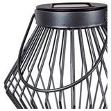 Solar LED Lantaarn Rotan 17 cm - Draadloos op zonne-energie - Grijs