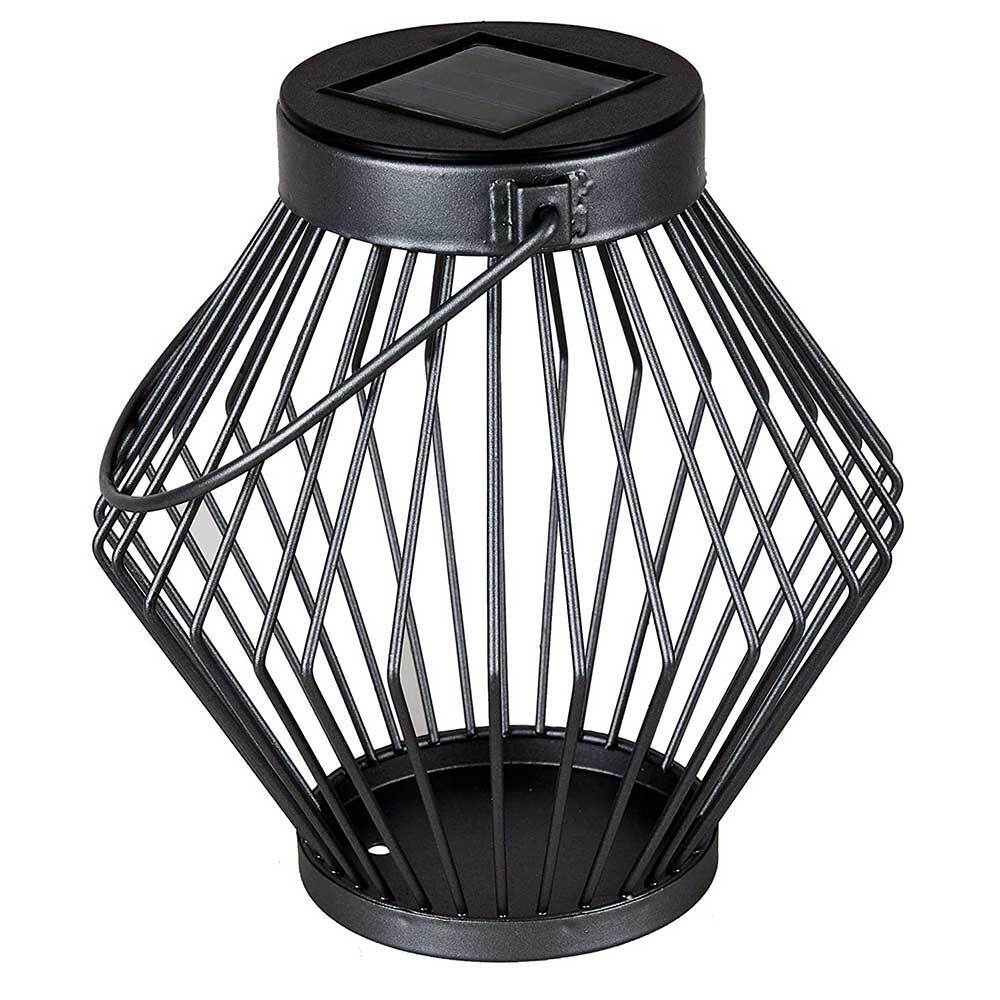 Solar LED Lantaarn Rotan 17 cm - Draadloos op zonne-energie - Grijs