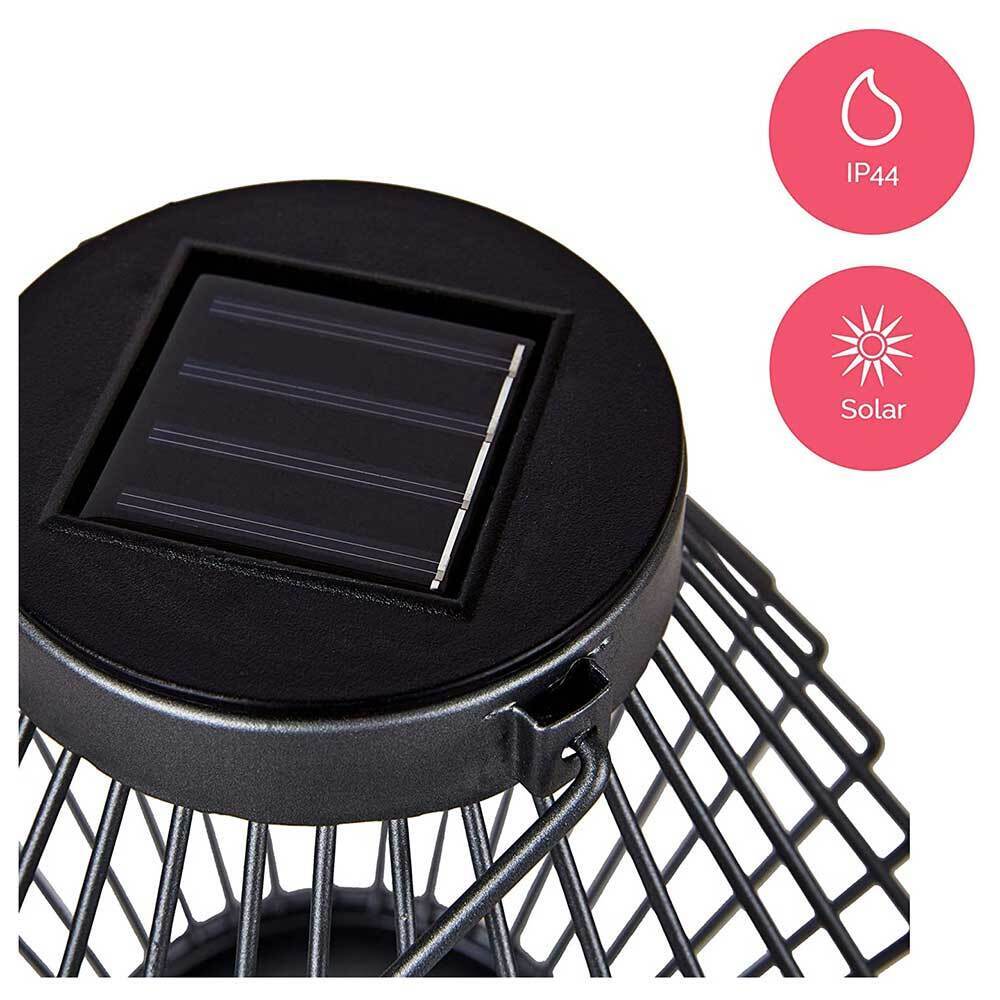 Solar LED Lantaarn Rotan 17 cm - Draadloos op zonne-energie - Grijs