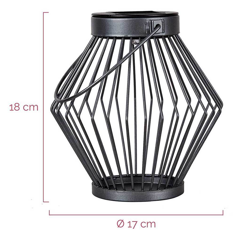 Solar LED Lantaarn Rotan 17 cm - Draadloos op zonne-energie - Grijs