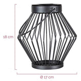 Solar LED Lantaarn Rotan 17 cm - Draadloos op zonne-energie - Grijs