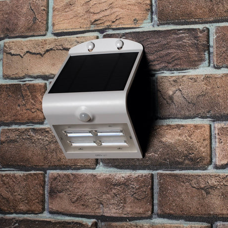 LED Solar Wandlamp - Bewegingssensor - Warmwit 3000K - 400 lm - IP65 - 3 lichtstanden - Wit