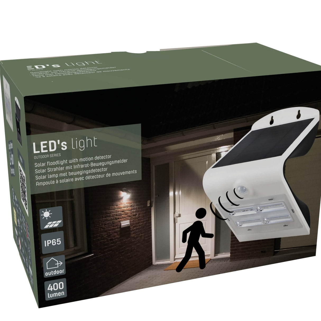LED Solar Wandlamp - Bewegingssensor - Warmwit 3000K - 400 lm - IP65 - 3 lichtstanden - Wit