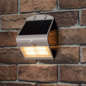 LED Solar Wandlamp - Bewegingssensor - Warmwit 3000K - 400 lm - IP65 - 3 lichtstanden - Wit