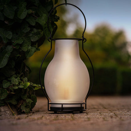Lampe à huile solaire LED 3 lumens - Blanc extra chaud 2700 K - Capteur - IP44 - 28 cm - Verre