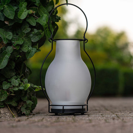 Lampe à huile solaire LED 3 lumens - Blanc extra chaud 2700 K - Capteur - IP44 - 28 cm - Verre