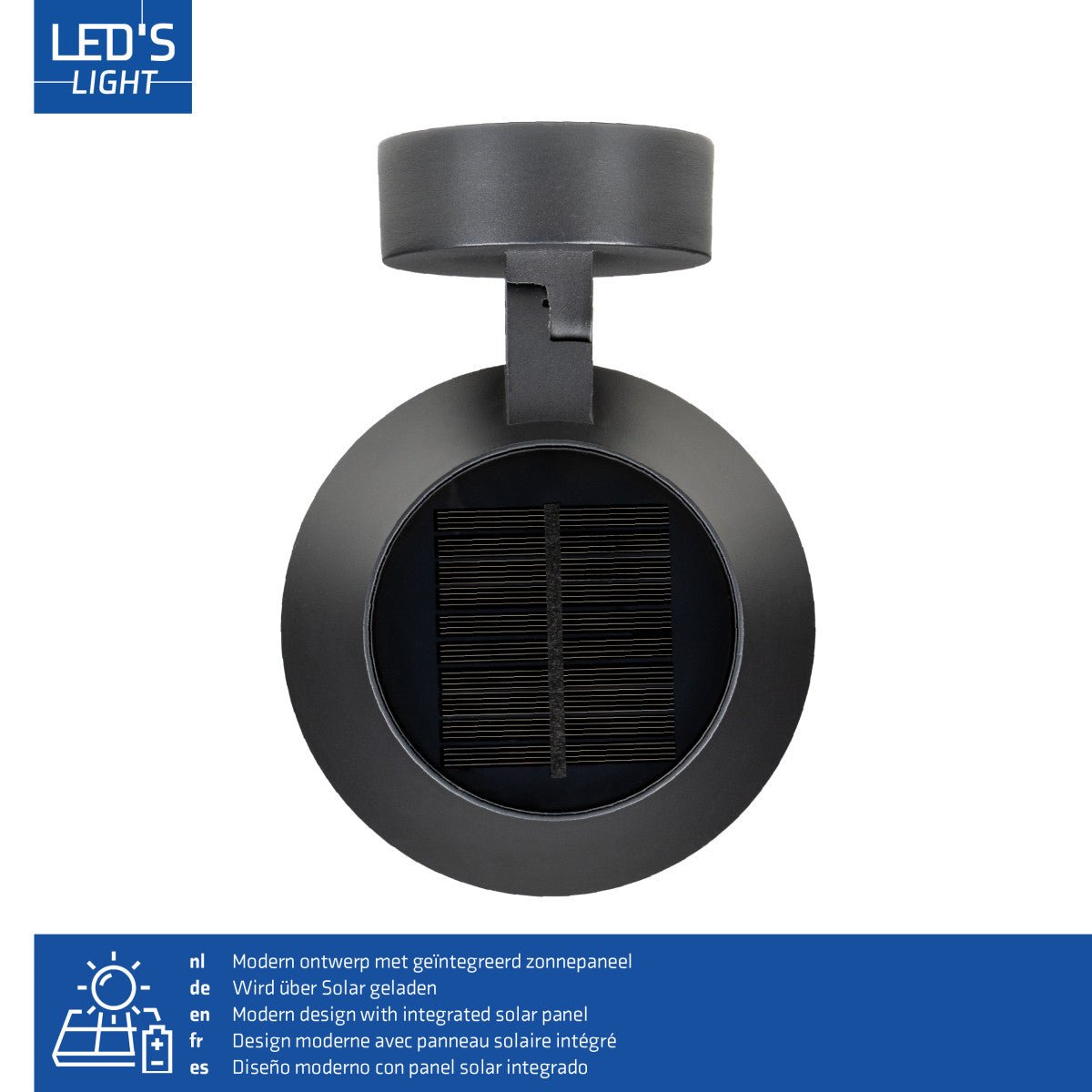 LED Solar Wandlamp 350 Lumen - Koelwit 4000K - IP54 - Bewegingssensor - Zwart