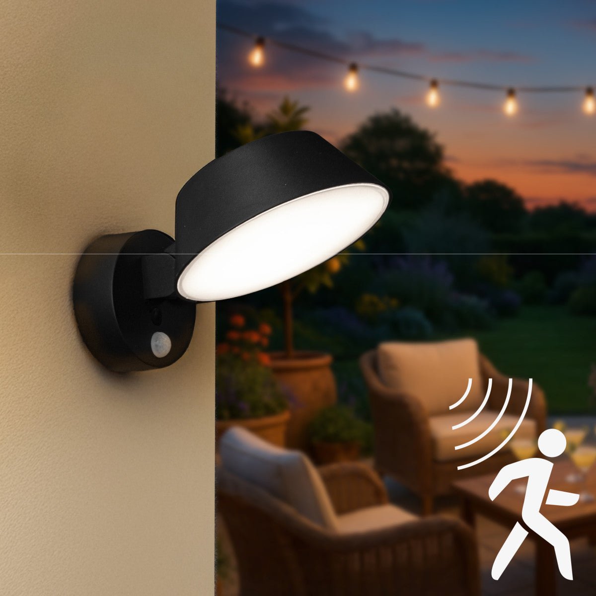 LED Solar Wandlamp 350 Lumen - Koelwit 4000K - IP54 - Bewegingssensor - Zwart