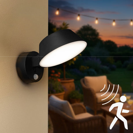 LED Solar Wandlamp 350 Lumen - Koelwit 4000K - IP54 - Bewegingssensor - Zwart