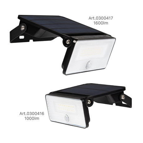 Lampe extérieure solaire LED avec capteur de mouvement - Blanc froid 4000K - 1000 lumens - Étanche IP54