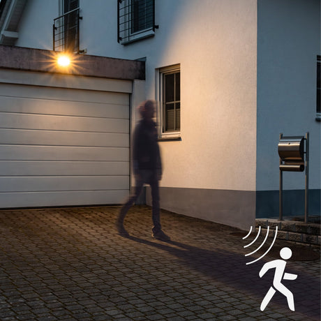 Lampe extérieure solaire LED intelligente 1600 lm avec capteur - Capteur de mouvement et capteur nocturne - Sans fil - Noire