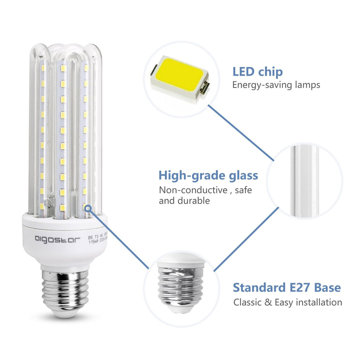 Spaarlamp E27 daglichtwit | LED 15W~1510Lm=99W traditionele verlichting | 230V AC - LEDPLANET.NL