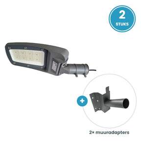 2× 100W straatlamp + 2 muuradapters