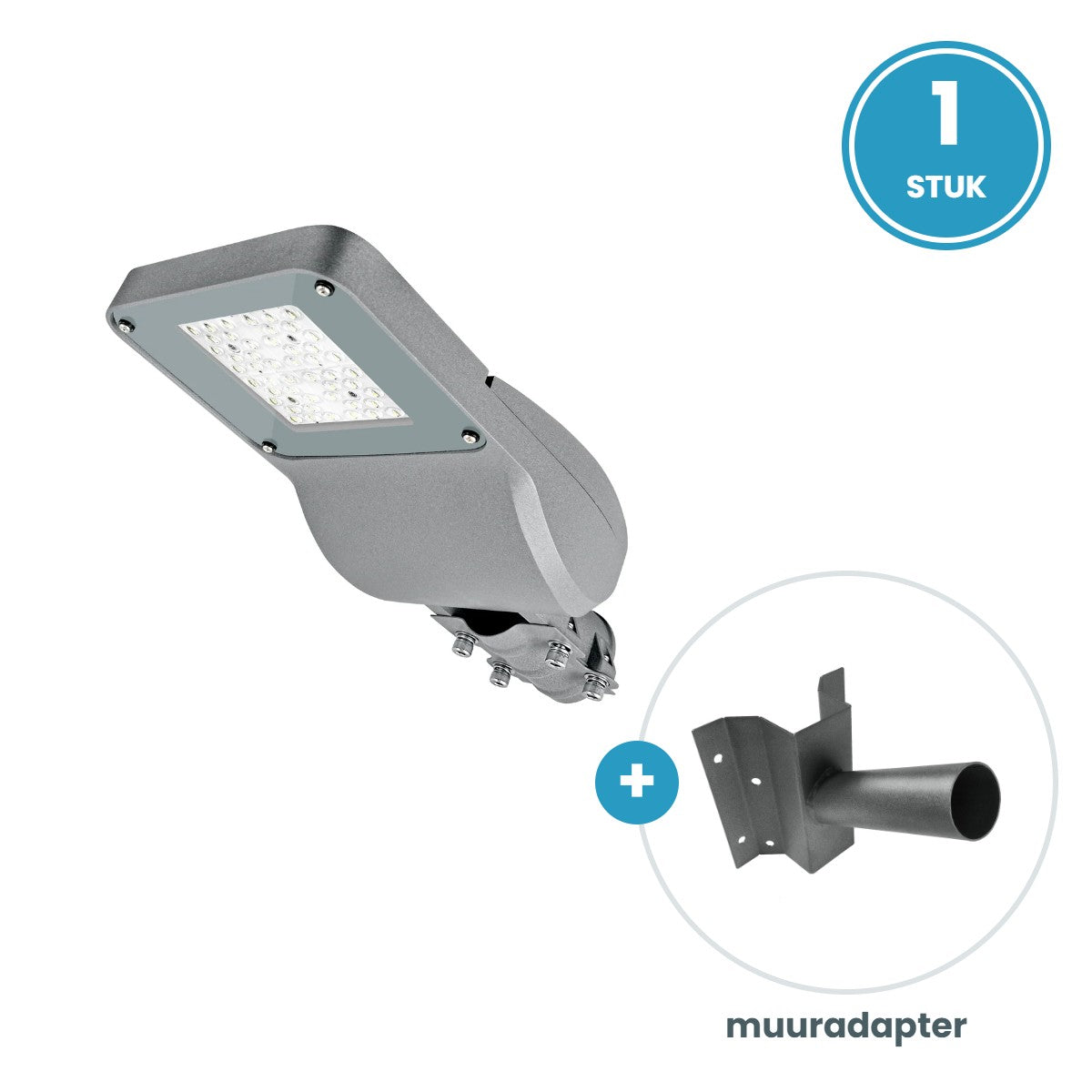 1× 30W 3000K straatlamp + muuradapter