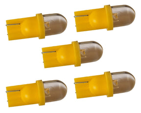 T10 autolamp 5 stuks, dashbordverlichting, geel, LED 12V DC