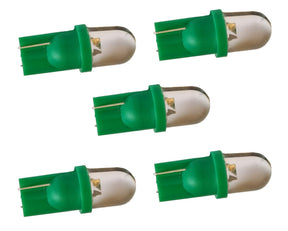 T10 autolamp 5 stuks, dashbordverlichting, groen, LED 12V DC