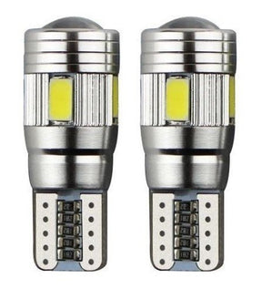 T10 autolamp W5W 2 stuks, 6-SMD LED daglichtwit 6000K + lens, CANBUS 12V DC