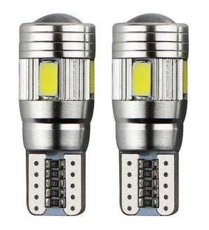 Ampoule automobile T10 W5W, 2 pièces | LED 6-SMD blanc lumière du jour 6000K + lentille | CANBUS 12V CC