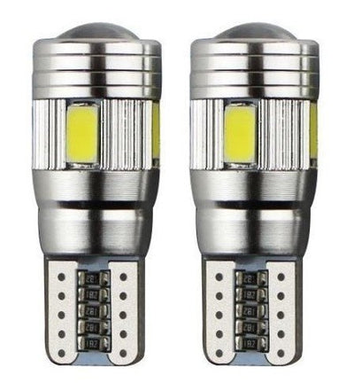 T10 autolamp W5W 2 stuks, 6-SMD LED daglichtwit 6000K + lens, CANBUS 12V DC