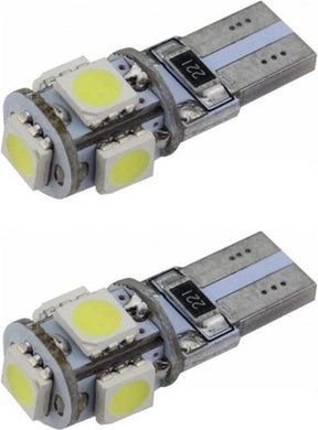 T10 autoverlichting 2 stuks, LED 5-SMD daglichtwit 6000K, CANBUS 12V DC