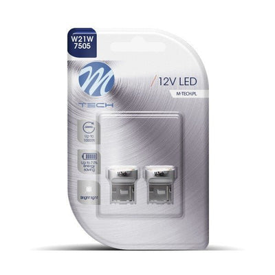 T20 W21W set, autoverlichting LED 2 stuks, 9-SMD daglichtwit, 12V DC