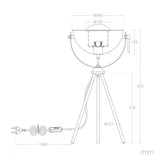 Tafellamp industrieel | driepoot statief | buiten zwart - binnen goud | 57cm x 26cm - LEDPLANET.NL