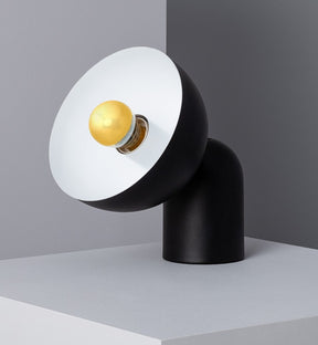 Tafellamp industrieel, modern design, buiten zwart, binnen wit, 23cm x 16cm