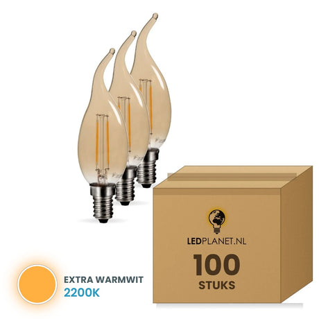 Tipkaarslamp E14 C35, Amber 2200K, doos 100 stuks, 230V