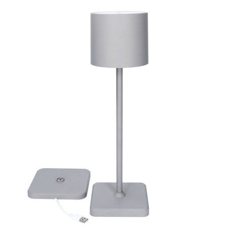 Lampe de table LED rechargeable 175 lumens - Intensité variable - 3 couleurs de lumière - Tactile - IP54 - Grise