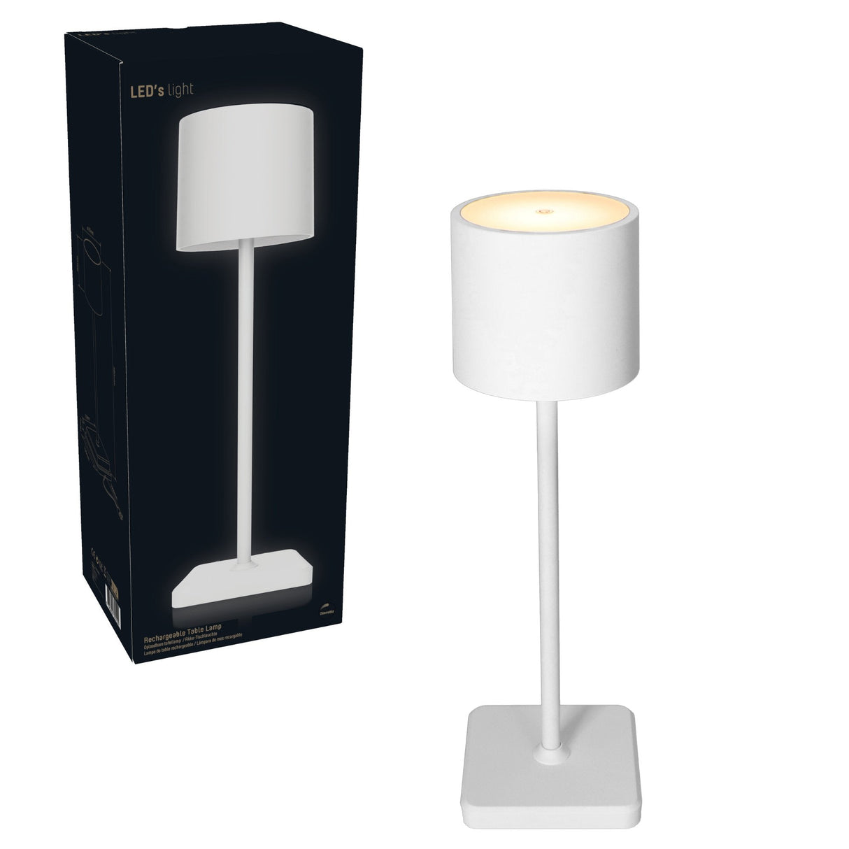LED Oplaadbare tafellamp 175 Lumen - Touch dimbaar - 3 lichtkleuren - IP54 - Accu 10 uur - Wit