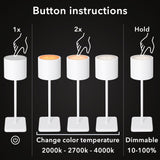 LED Oplaadbare tafellamp 175 Lumen - Touch dimbaar - 3 lichtkleuren - IP54 - Accu 10 uur - Wit