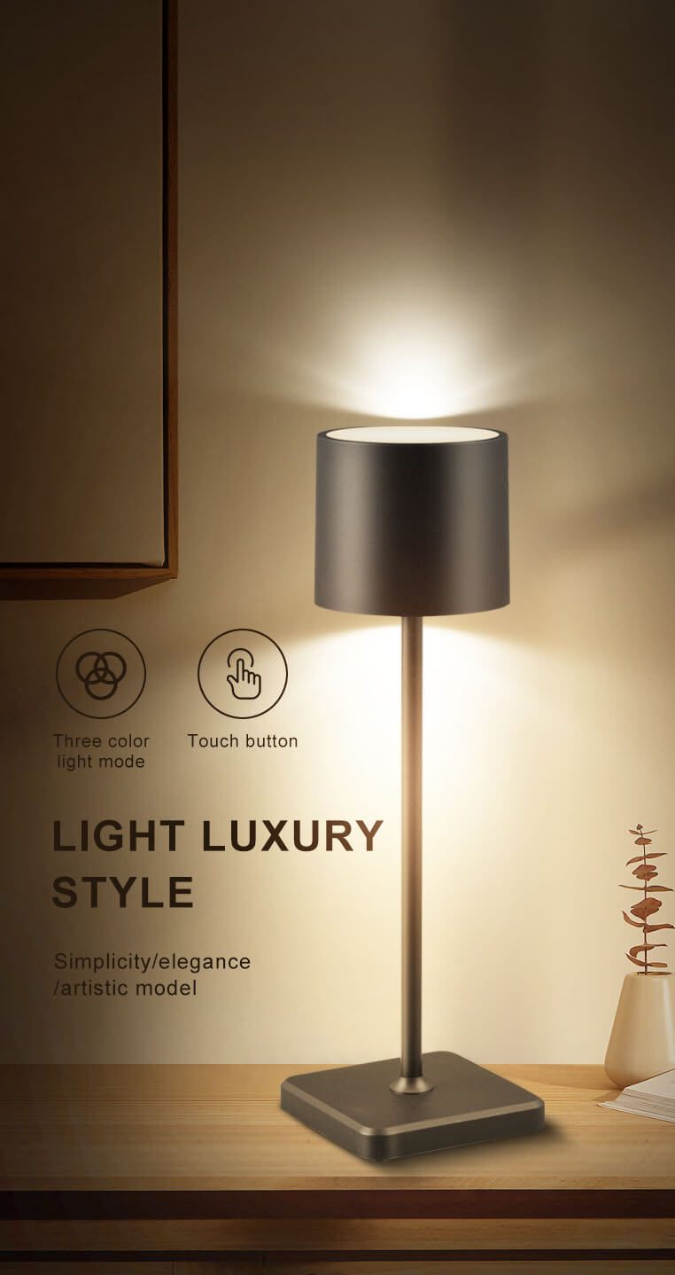 LED Tafellamp 175 lumen - Oplaadbaar - Dimbaar - 3 Lichtkleuren - IP54 - Zwart