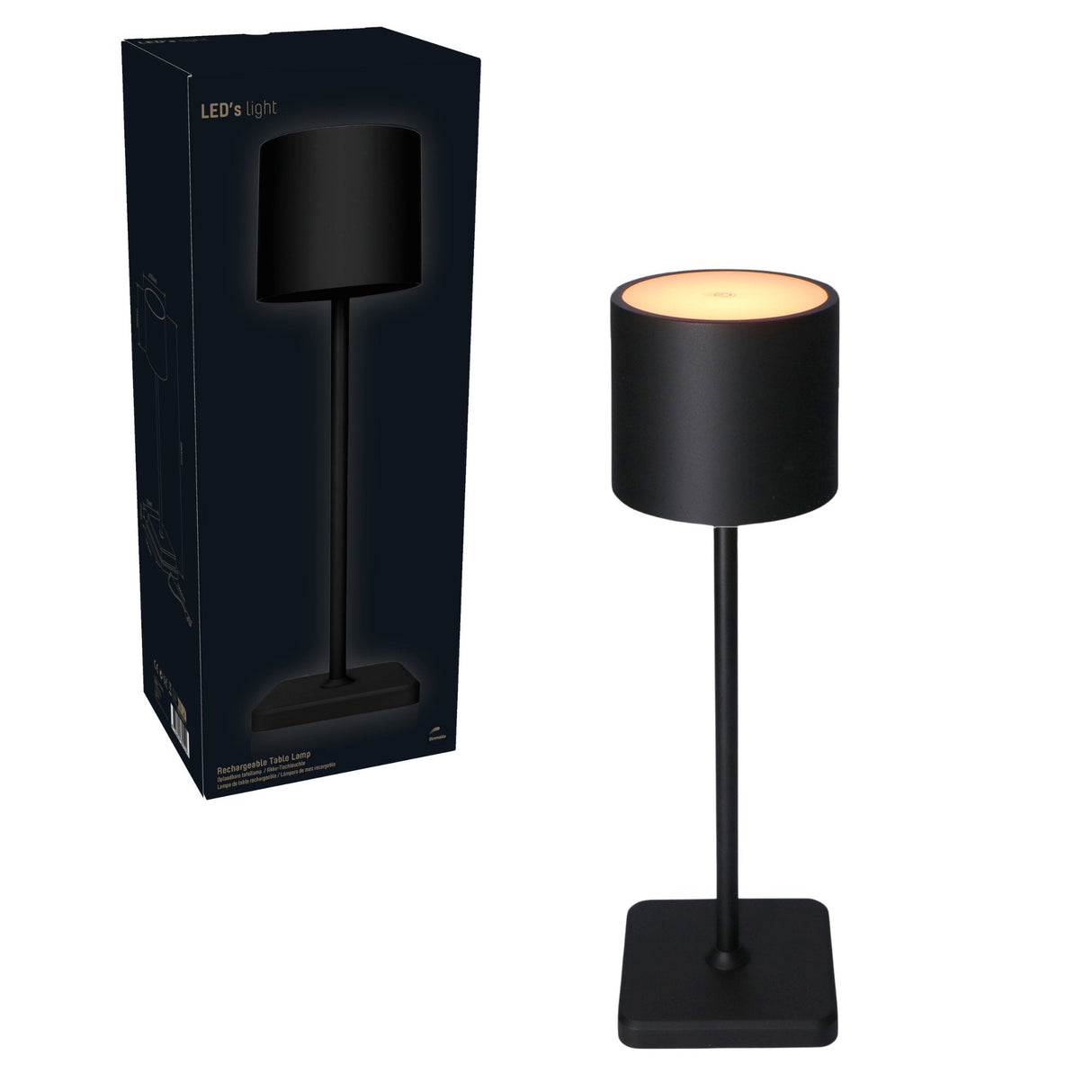 LED Tafellamp 175 lumen - Oplaadbaar - Dimbaar - 3 Lichtkleuren - IP54 - Zwart