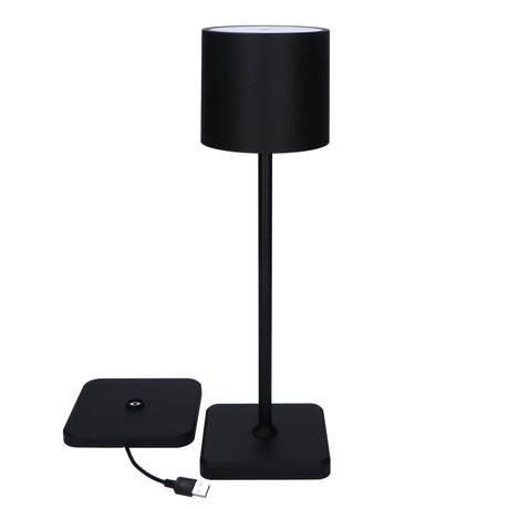Lampe de table LED 175 lumens - Rechargeable - Intensité variable - 3 couleurs de lumière - IP54 - Noire