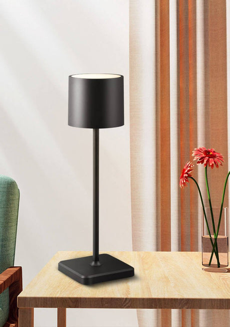 Lampe de table LED 175 lumens - Rechargeable - Intensité variable - 3 couleurs de lumière - IP54 - Noire