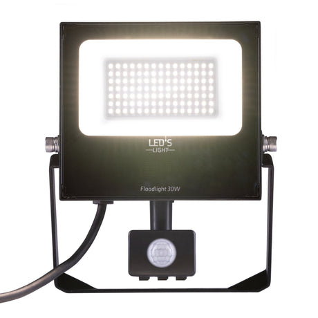 LED Schijnwerper 30W met Sensor - 4100 lumen - Koelwit 4000K - PIR Bewegingssensor - IP65 - Zwart