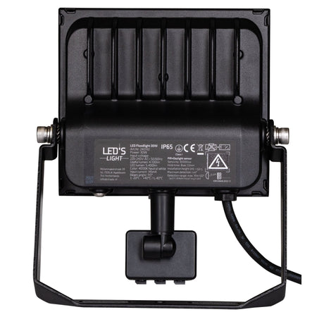 LED Schijnwerper 30W met Sensor - 4100 lumen - Koelwit 4000K - PIR Bewegingssensor - IP65 - Zwart