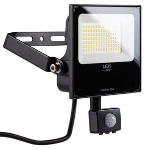 LED Schijnwerper 30W met Sensor - 4100 lumen - Koelwit 4000K - PIR Bewegingssensor - IP65 - Zwart
