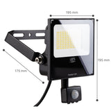 LED Schijnwerper 50W met Sensor - 6850 lumen - Koelwit 4000K - PIR Bewegingssensor - IP65 - Zwart