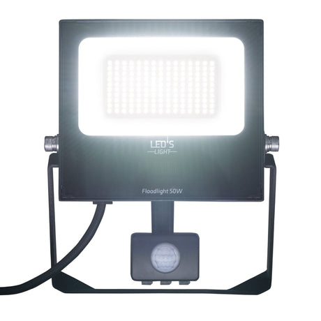 LED Schijnwerper 50W met Sensor - 6850 lumen - Koelwit 4000K - PIR Bewegingssensor - IP65 - Zwart