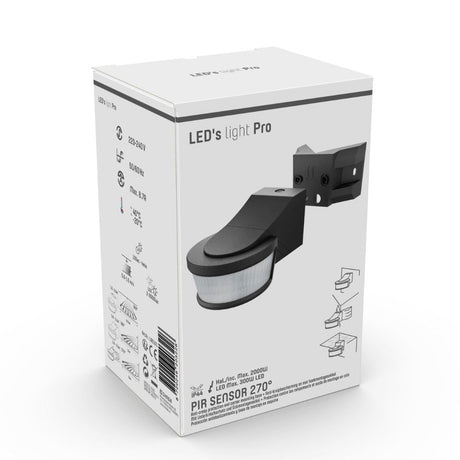 LED's Light Pro Bewegingssensor met Hoekbeugel Universeel - 12 meter bereik - Zwart