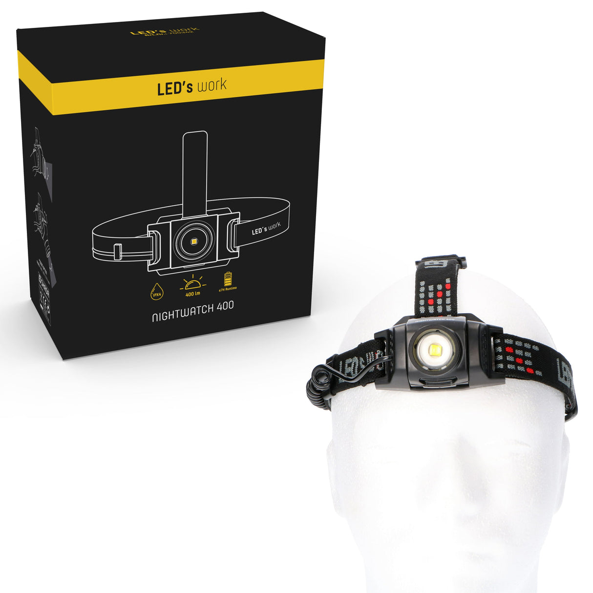 LED hoofdlamp koelwit 5000K dimbaar - 400 lumen - IP44 waterdicht - zoomfunctie