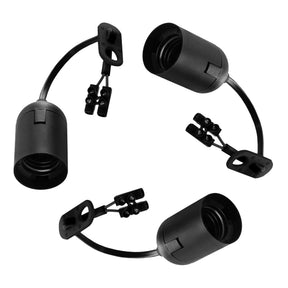 Douille de déménagement, 3 pièces | Douille pour ampoule LED | culot E27 - domino - serre-câble | noir - LEDPLANET.NL
