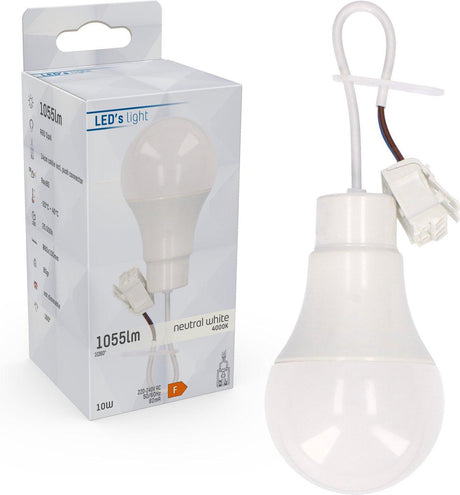 LED verhuisfitting E27 koelwit 4000K - 10W 1055 lumen - mat opaal - met ophangbeugel