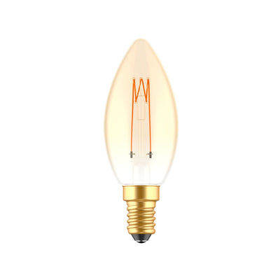 LED Filament kaarslamp - E14 - Extra warmwit 1800K - 136 lumen - 2,5W - Dimbaar - Goud glas - 230V