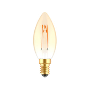Ampoule bougie à filament LED - E14 - Blanc extra chaud 1800K - 136 lumens - 2,5W - Variable - Verre doré - 230V