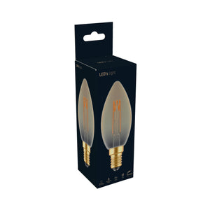Ampoule bougie à filament LED - E14 - Blanc extra chaud 1800K - 136 lumens - 2,5W - Variable - Verre doré - 230V