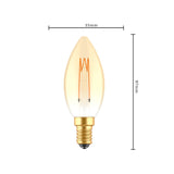 Ampoule bougie à filament LED - E14 - Blanc extra chaud 1800K - 136 lumens - 2,5W - Variable - Verre doré - 230V