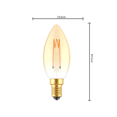 LED Filament kaarslamp - E14 - Extra warmwit 1800K - 136 lumen - 2,5W - Dimbaar - Goud glas - 230V
